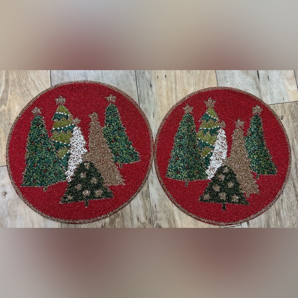 Tahari Dining Tahari Christmas Tree Forest Beaded Charger Placemat